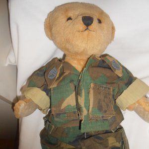 AG American Girl Plush 16 inch Teddy Bear Wearing camouflage 2 piece outfit 🐻